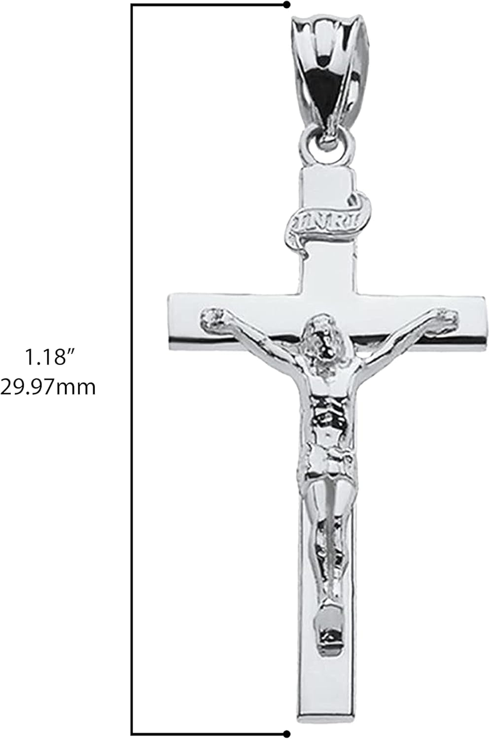 Religious Jewelry .925 Sterling Silver 1-1/4 INRI Crucifix Cross Pendant Charm