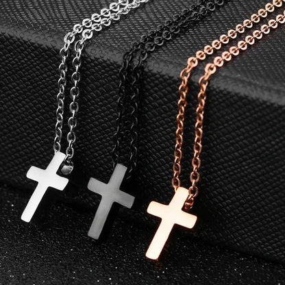 Simple Style Small Tiny Cute Cross Pendant Silver / Black / Rose Gold Exquisite Choker Necklace 316L Stainless Titanium Steel Women Fashion Jewelry From Milkle Gift