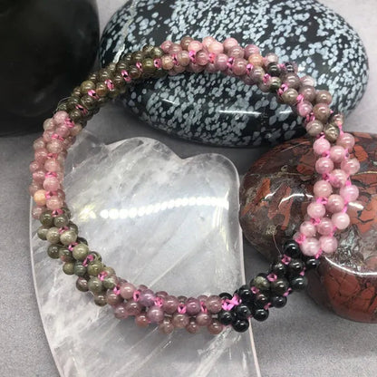 Orange Sun Stone Colorful Tourmaline Apatite Small Beads Bracelet