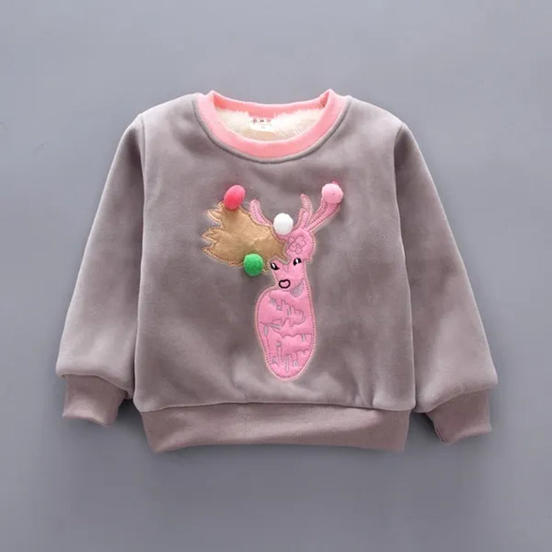 3Pcs/Set NEW Infant Baby Kids Cashmere and Thickening Winter Warm Cartoon Sika Deer Long Sleeved Hooded Coat Outerwear Jacket Pant Chidlren Outfits 3-Pieces Suit