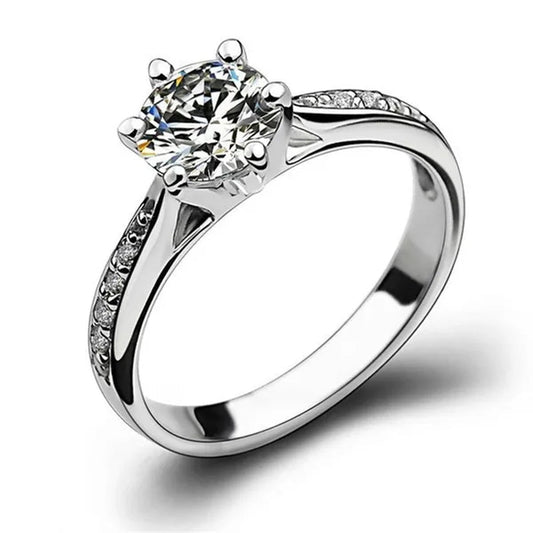 2016 Brand Female Fashion Ring 1Ct Cz Diamond Ring 925 Sterling Silver Ring Engagement Wedding Band Ring for Women Finger Ring RW1219
