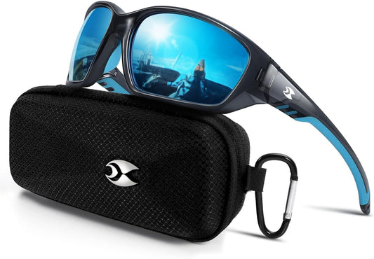 Sports Polarized Sunglasses for Men: Womens UV400 Protection Sun Glasses Wrap around Goggles for Fishing Driving TR90