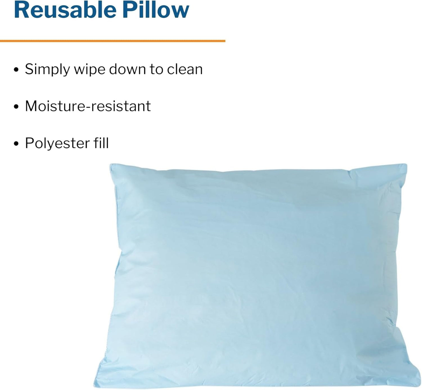Medical Pillow [1 Count] Limited Reusable Hospital Bed Pillows, Fluid Moisture and Stain-Resistant, Blue, 20 in X 26 In - WORLD TIME VISITS