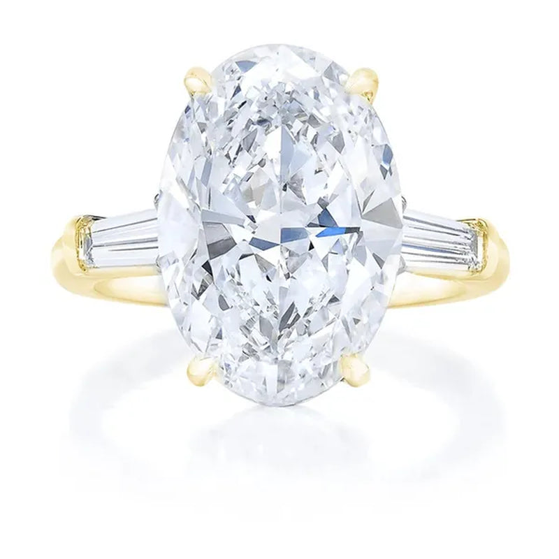Luxurious Fashion Woman Simple 925 Sterling Silver Natural Oval White Sapphire Diamond Ring Romantic Bride Wedding Accessories Engagement Jewlery Gift for Girlfriend Gemstone Rings Size 4-12