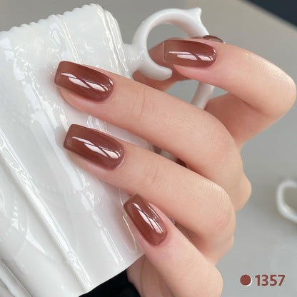 Jelly Brown White Gel Nail Polish Set, 6 Translucent Colors Sheer Pink Maroon Soak off UV Light Cure Gel Polish Kit for Salon and Nail Art DIY at Home