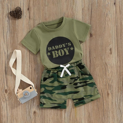 Summer Toddler Infant Boy Clothes Short Sleeve T Shirts Tops Camouflage Shorts Set Cute Baby Boy Outfits