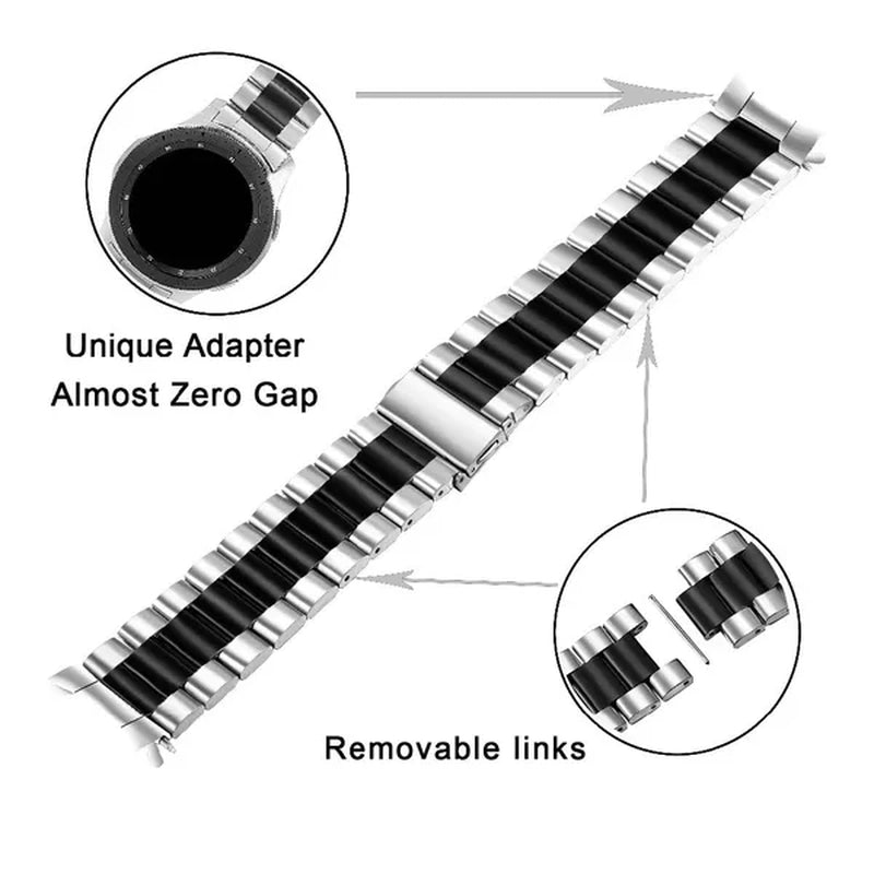 Premium Stainless Steel Watchband for Samsung Galaxy Watch 46mm SM-R800 Sports Band Curved End Strap Wrist Bracelet Silver Black