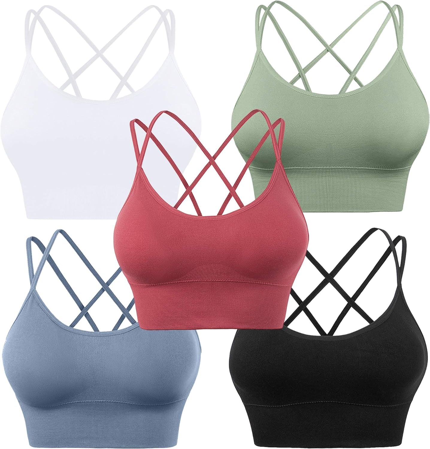 Cross Back Sport Bras Padded Strappy Criss Cross Cropped Bras for Yoga Workout Fitness Low Impact - WORLD TIME VISITS