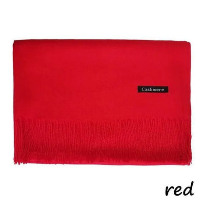 Women Cashmere Wool Scarf Wraps Warm Blanket Scarves Women Solid Color Cashmere Scarves with Tassel Poncho Cashmere Scarfs