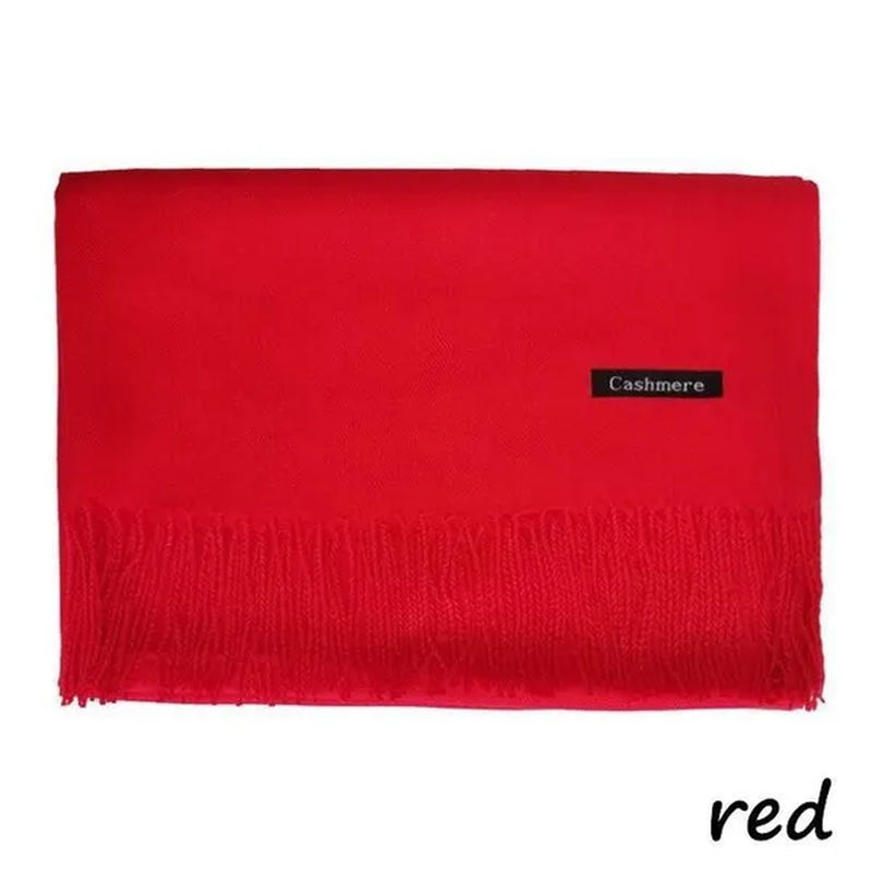 Women Cashmere Wool Scarf Wraps Warm Blanket Scarves Women Solid Color Cashmere Scarves with Tassel Poncho Cashmere Scarfs