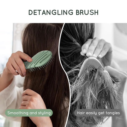 Detangler Hairbrush, Vented Detangling Brush for Curly, Thick, and Straight Hair, Dry and Wet, Quick Smoothing for Women and Men, Eco-Friendly & Sustainable Material (Green)