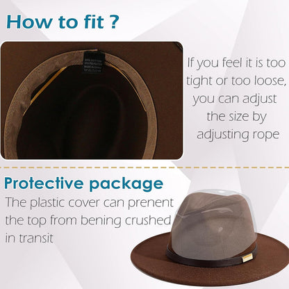 Fedora Hats for Men Wide Brim Panama Hat with Classic Belt