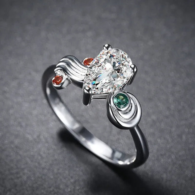 Zora Sapphire Kokiri Emerald Goron Ruby Spiritual Stones 925 Sterling Silver Wedding Engagemen Stackable Ring