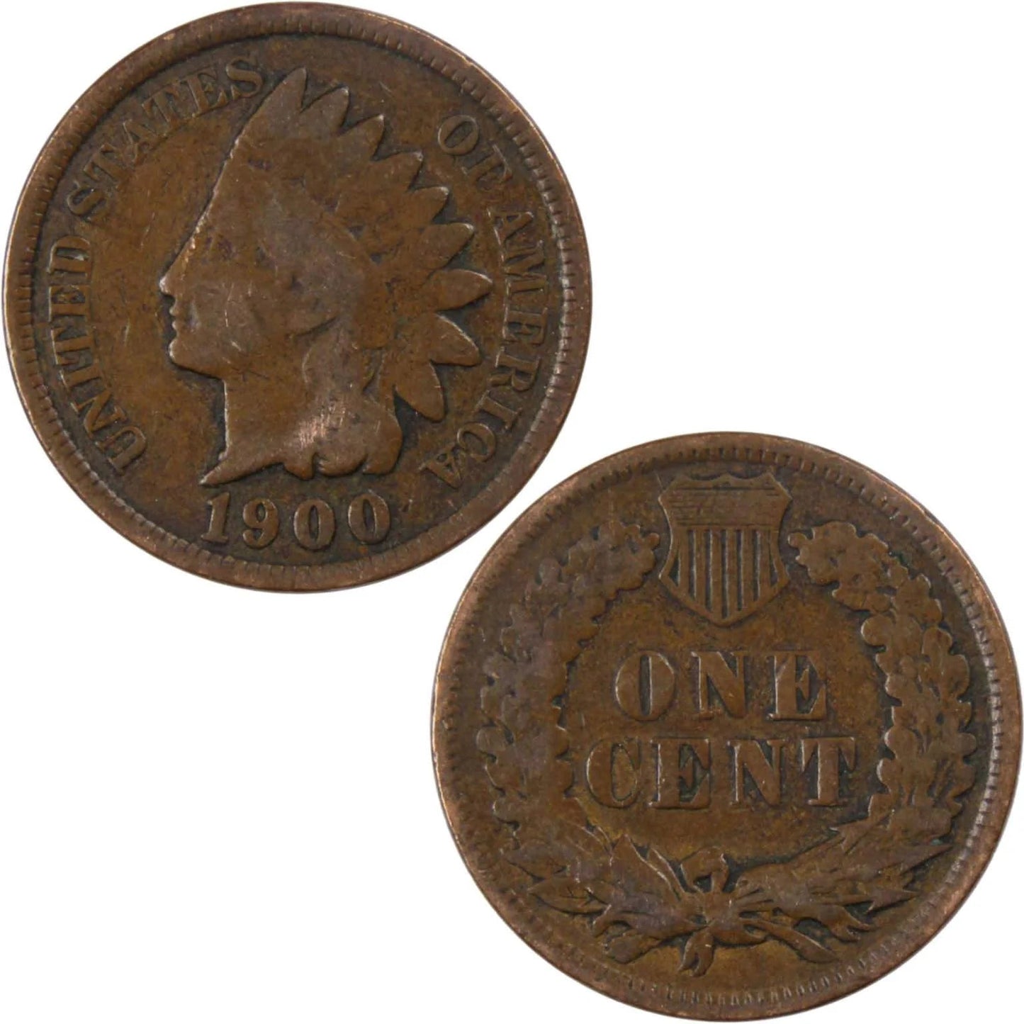 1900 Indian Head Cent AG about Good Bronze Penny 1C Coin Collectible Master Coins