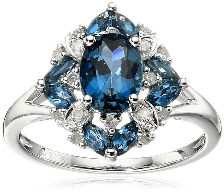 Gorgeous 925 Sterling Silver Lake Blue Aquamarine Wedding Engagement Ring Size6-10