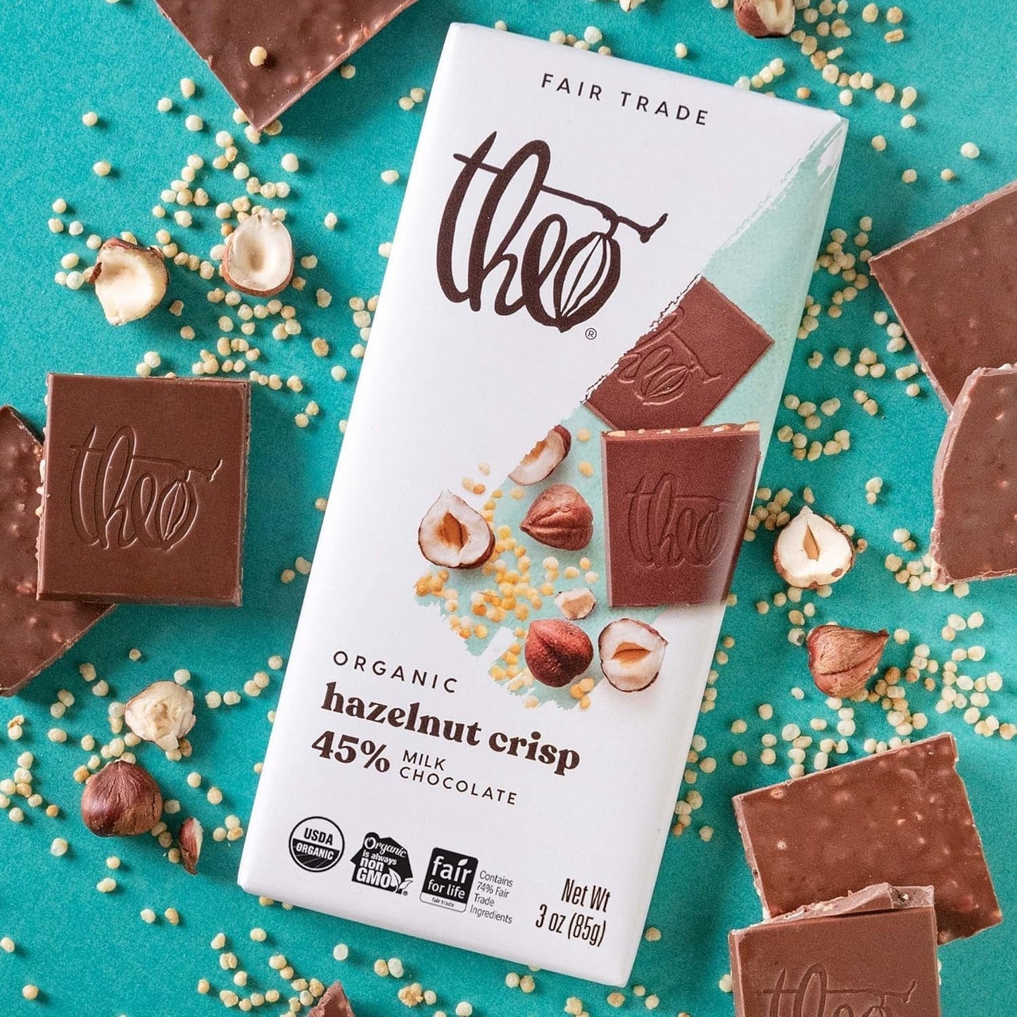 Hazelnut Crisp Organic Milk Chocolate Bar, 45% Cacao, 1 Bar | Fair Trade