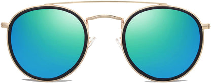 Retro Vintage round Polarized Sunglasses for Women Men Small Double Bridge Circle Sunnies SJ1104