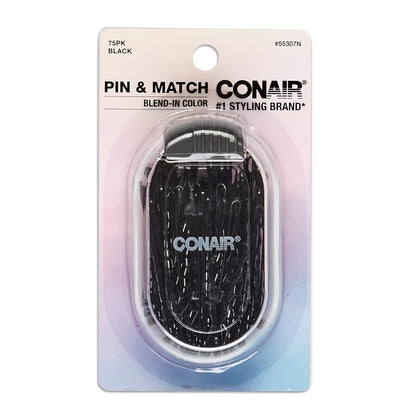 Pin & Match Bobby Pins - Hair Accessories for Women - Bobby Pins Black - Includes Storage Container - 75 Count - WORLD TIME VISITS