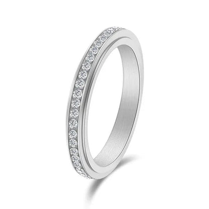 4mm wide titanium steel exquisitely inlaid single drainage diamond for men and women luxury fashion exquisitely stackable ring engagement and wedding ring