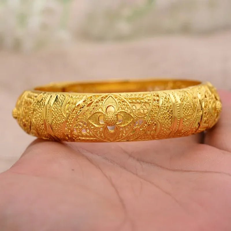 4Pcs Fashion Dubai Gold Plated Jewelry Gold Color Bangles for Ethiopian Bangles & Bracelets Ethiopian Jewelry Bangles Gift - WORLD TIME VISITS