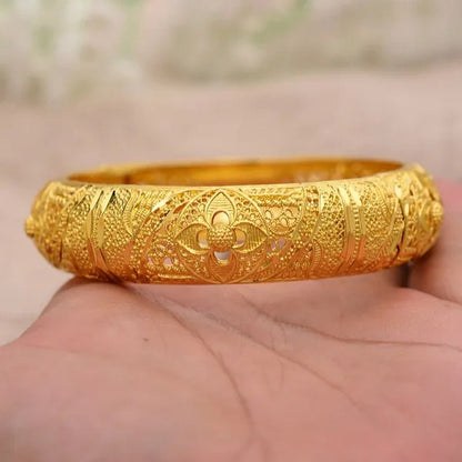 4Pcs Fashion Dubai Gold Plated Jewelry Gold Color Bangles for Ethiopian Bangles & Bracelets Ethiopian Jewelry Bangles Gift - WORLD TIME VISITS