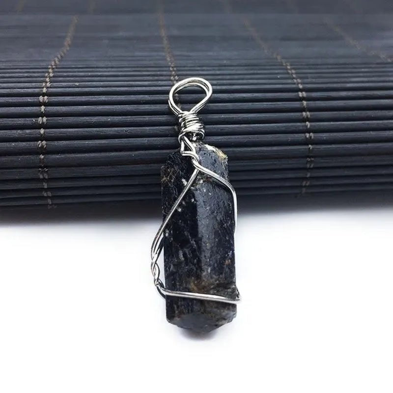 4pcs Natural Black Tourmaline Natural Stone Pendants Reiki Bead Pendant Nunatak Raw Chakra Healing Energy Stone Wire Wrapped Jewelry - WORLD TIME VISITS
