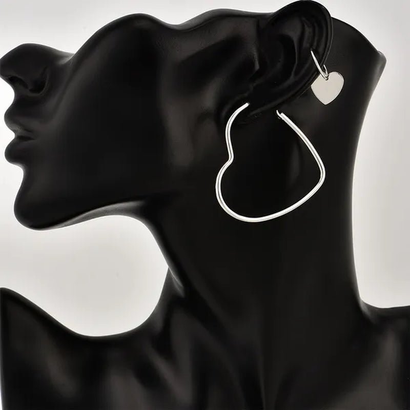 4pcs/set Women Double Heart Hoop Earrings Geometric Fashion Earrings Jewelry - WORLD TIME VISITS