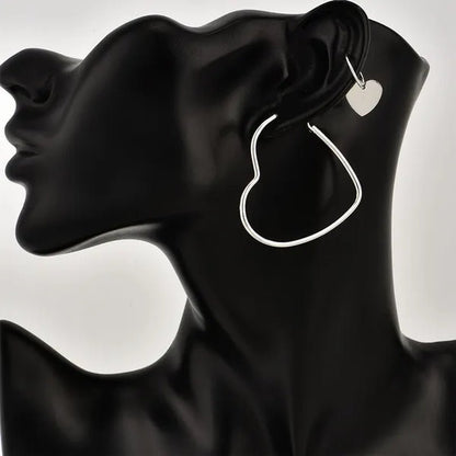 4pcs/set Women Double Heart Hoop Earrings Geometric Fashion Earrings Jewelry - WORLD TIME VISITS