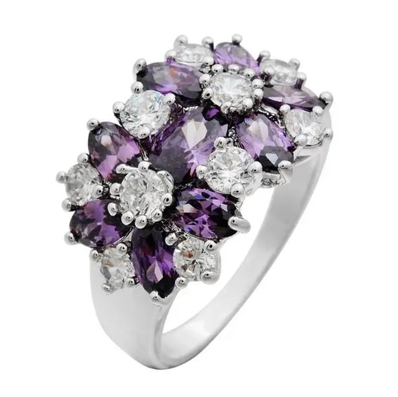 5-Color Natural 6.69CT White/Alexandrite/Sapphire/Ruby/Emerald Diamond 14K White Gold Wedding Ring Size 6-10