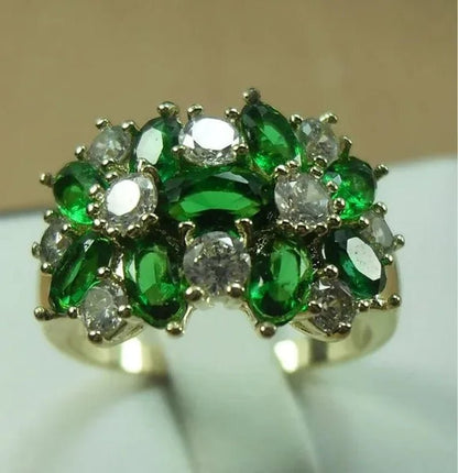 5-Color Natural 6.69CT White/Alexandrite/Sapphire/Ruby/Emerald Diamond 14K Yellow Gold Ring Size 6-10