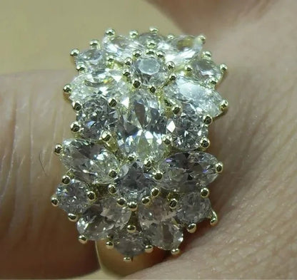 5-Color Natural 6.69CT White/Alexandrite/Sapphire/Ruby/Emerald Diamond 14K Yellow Gold Ring Size 6-10