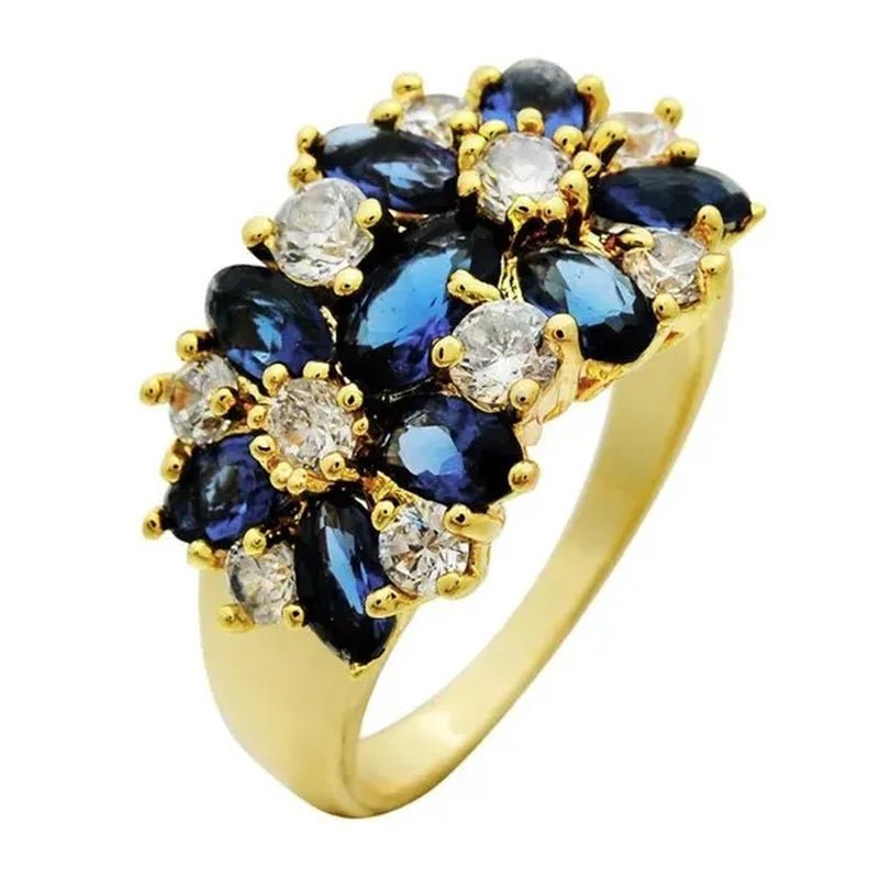 5-Color Natural 6.69CT White/Alexandrite/Sapphire/Ruby/Emerald Diamond 14K Yellow Gold Ring Size 6-10