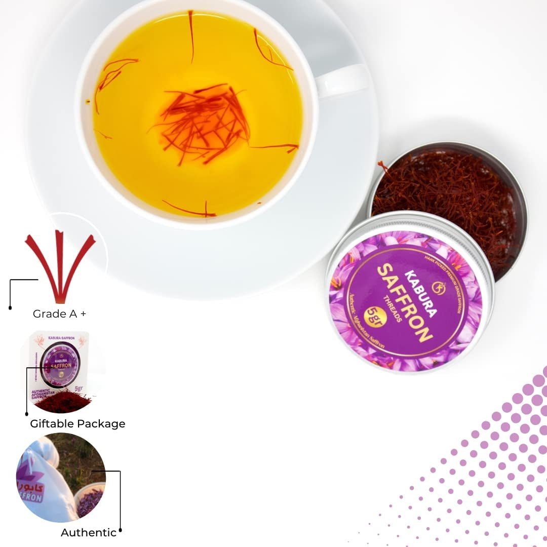 5 Grams , Authentic Saffron Threads, Premium All - Red Saffron, Grade A+ Best Color, Spice for Tea, Rice, Milk, Soups, Chicken, Curry, Dessert, Paella Super Negin - WORLD TIME VISITS