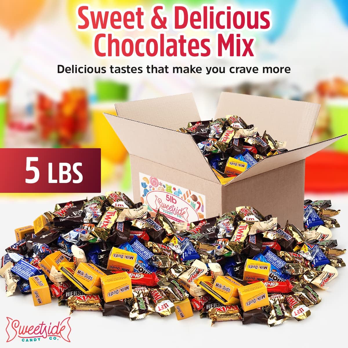 5 Lb Assorted Bulk Chocolate Candy Mix - Fun Size, Holiday, Office Assortment - WORLD TIME VISITS