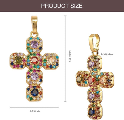 5 Pieces Cross Cubic Zirconia Charm Pendants Brass Cross Charm Real 16K Gold Plated for Jewelry Necklace Bracelet Making Crafts - WORLD TIME VISITS