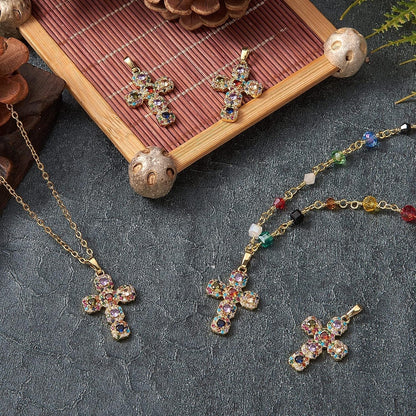 5 Pieces Cross Cubic Zirconia Charm Pendants Brass Cross Charm Real 16K Gold Plated for Jewelry Necklace Bracelet Making Crafts