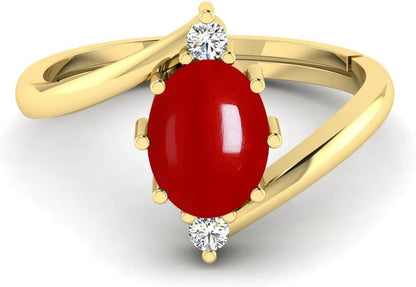 5.00 Carat Natural Red Moonga Coral Ring for Women and Men