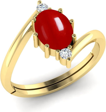5.00 Carat Natural Red Moonga Coral Ring for Women and Men - WORLD TIME VISITS