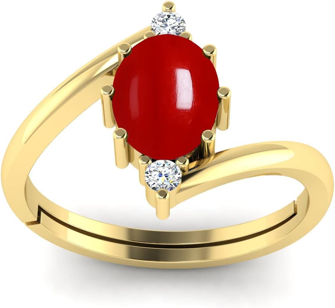 5.00 Carat Natural Red Moonga Coral Ring for Women and Men - WORLD TIME VISITS