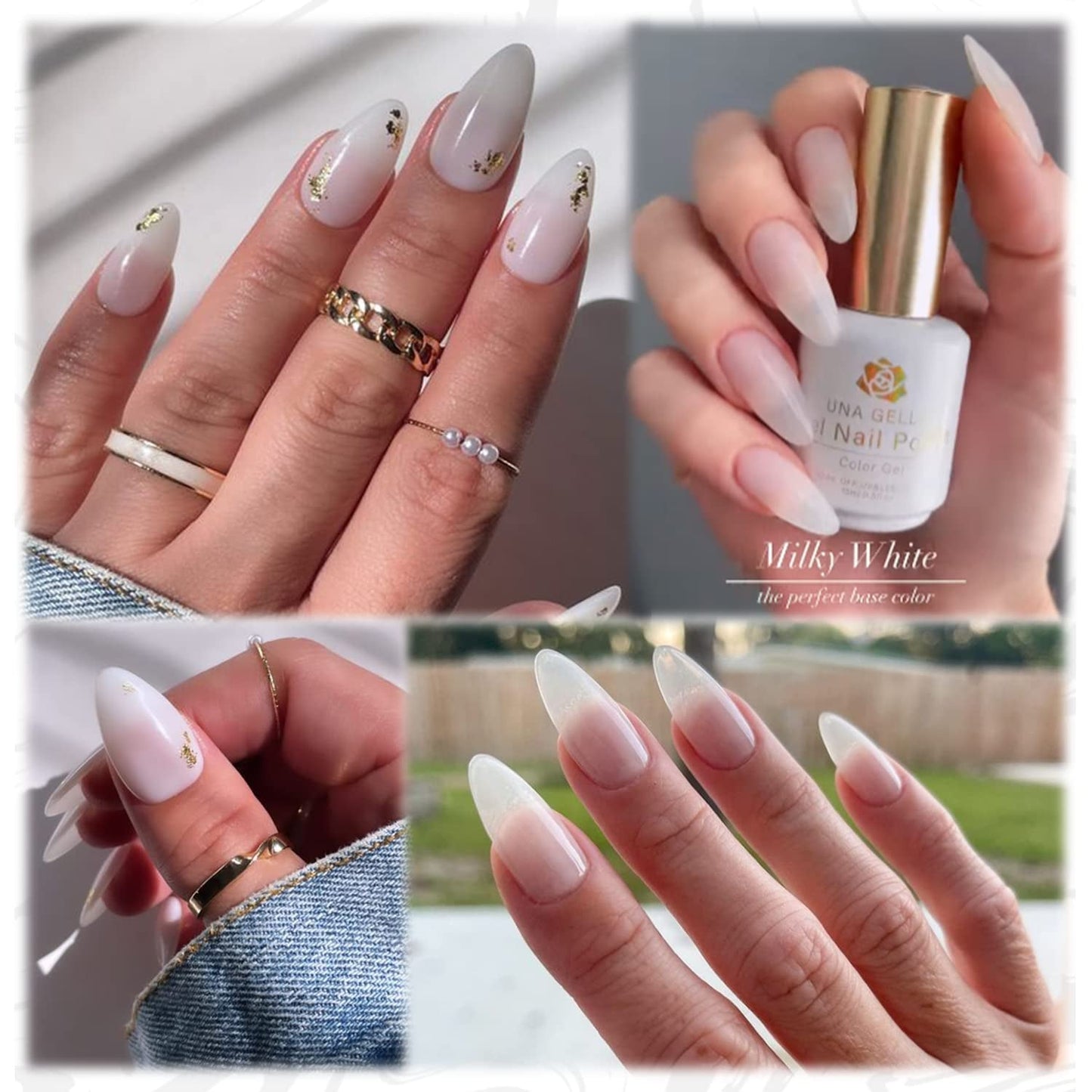 Milky White Gel Nail Polish 15Ml Nude Gel Polish Clear Jade White Translucent Soak off U V Sheer Neutral Gel Nail French Manicure for Nail Art Gel 0.5Oz