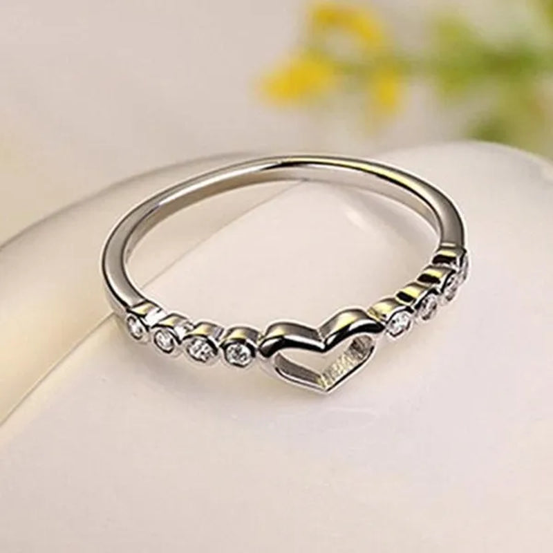 Love Ring 925 Sterling Silver Blue Sapphire Ring  Gemstone Heart Ring Women's Fashion Rings