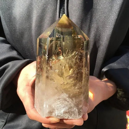500G/700G/1000G Natural Smokey Citrine Quartz Crystal Obelisk Wand Point Healing Home Decoration