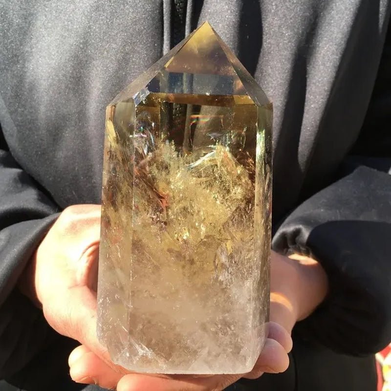 500G/700G/1000G Natural Smokey Citrine Quartz Crystal Obelisk Wand Point Healing Home Decoration
