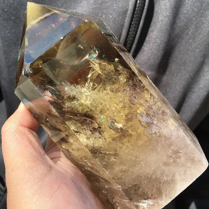 500G/700G/1000G Natural Smokey Citrine Quartz Crystal Obelisk Wand Point Healing Home Decoration