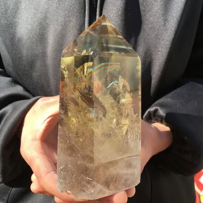 500G/700G/1000G Natural Smokey Citrine Quartz Crystal Obelisk Wand Point Healing Home Decoration