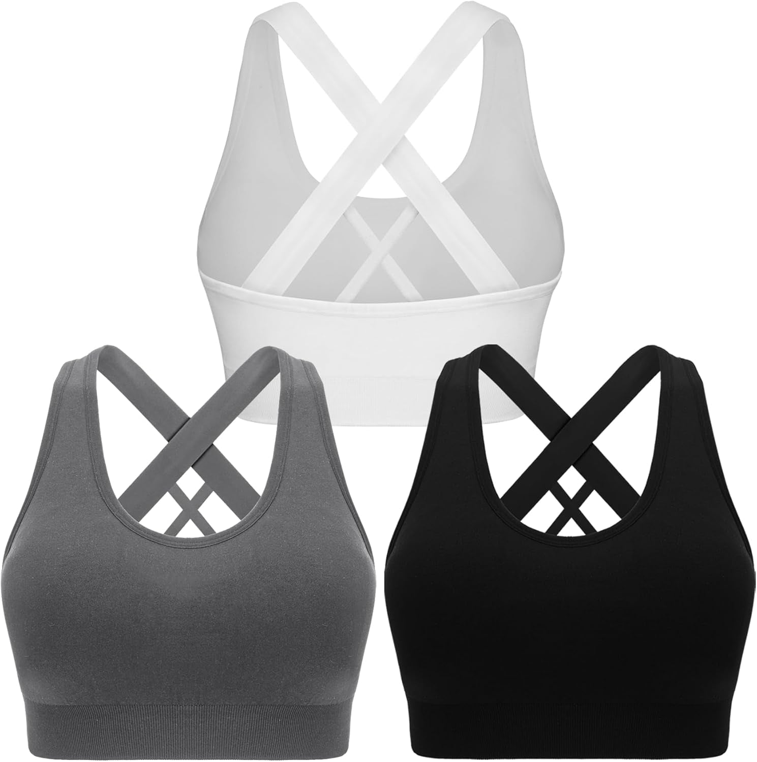 Sports Bras for Women Padded High Impact Seamless Criss Cross Back Workout Tops Gym Activewear Bra - WORLD TIME VISITS