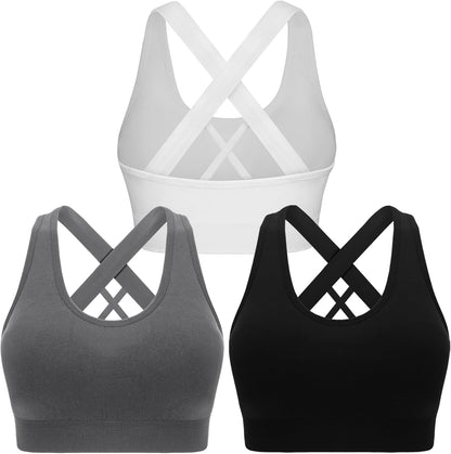 Sports Bras for Women Padded High Impact Seamless Criss Cross Back Workout Tops Gym Activewear Bra - WORLD TIME VISITS