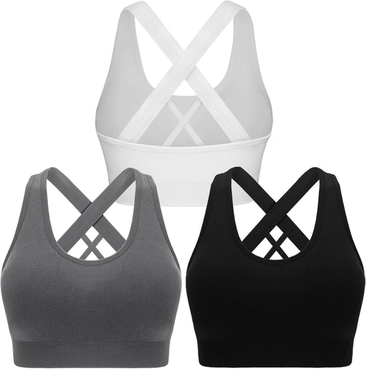 Sports Bras for Women Padded High Impact Seamless Criss Cross Back Workout Tops Gym Activewear Bra - WORLD TIME VISITS