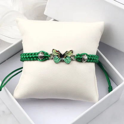 Women Black Woven Rope Bracelet Handmade Multicolor Butterfly Charm Adjustable Bracelets Fashion Friendship Jewelry Girls Gift