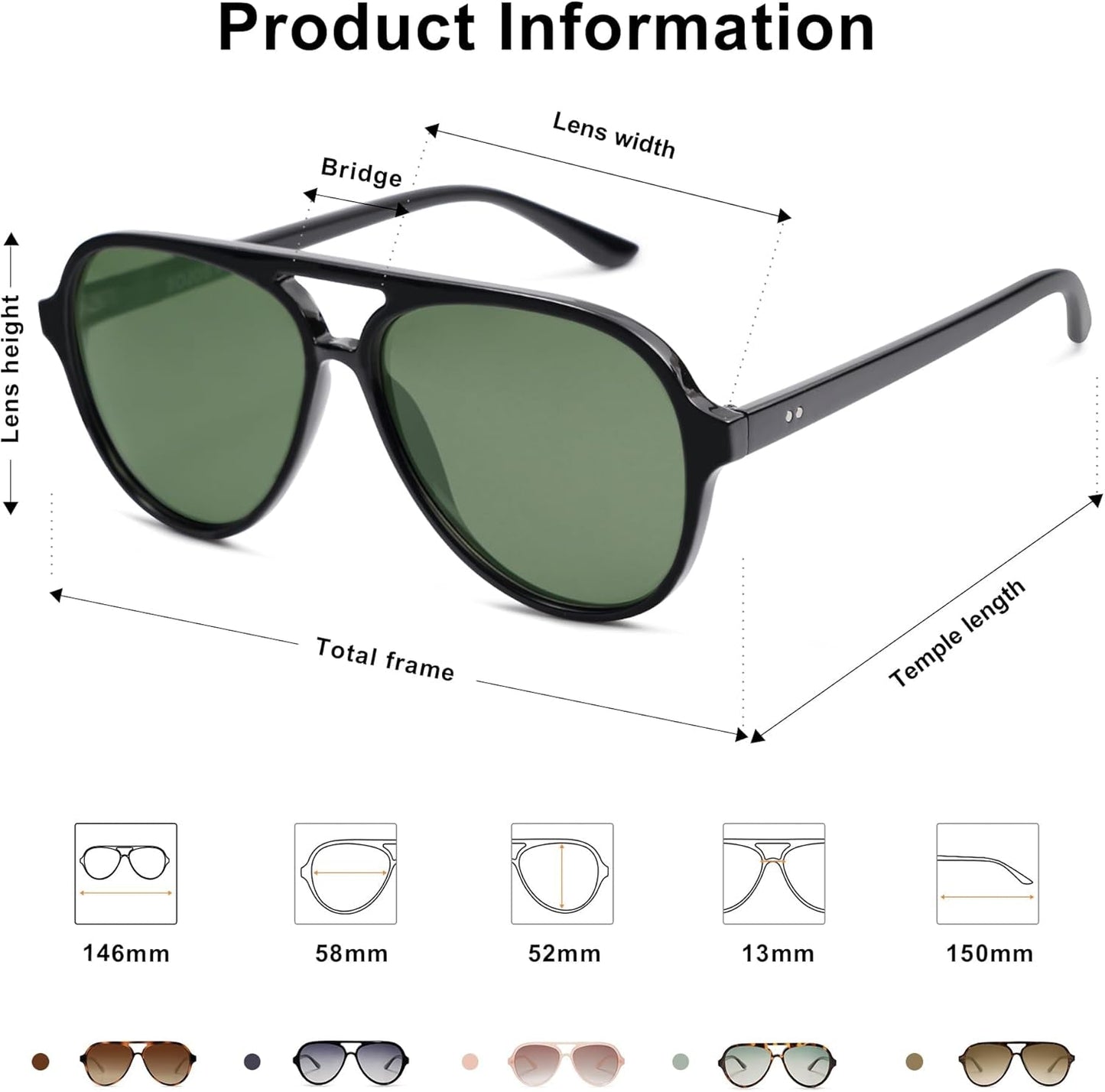 Classic Polarized Aviator Sunglasses for Women Men, Retro Trendy Aviators Shades SJ2201